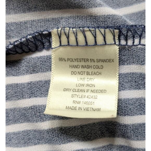 Monteau Blue White Sleeveless Striped Stretch Jumpsuit Open Back Size Medium - Picture 11 of 11